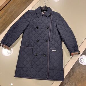Burberry Navy Quilted Woke Coat